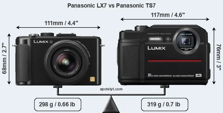 Size Panasonic LX7 vs Panasonic TS7