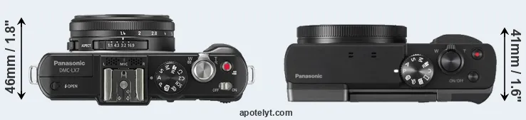 Compare LX7 versus TZ90 top