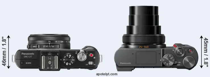 Compare LX7 versus ZS200 top