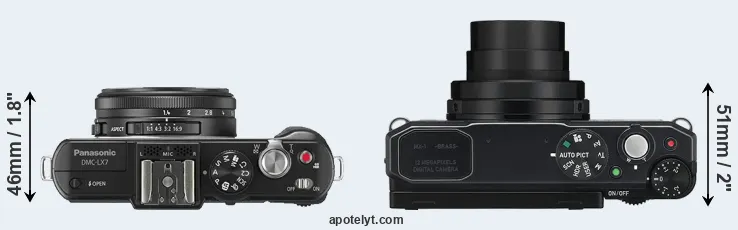Compare LX7 versus MX-1 top
