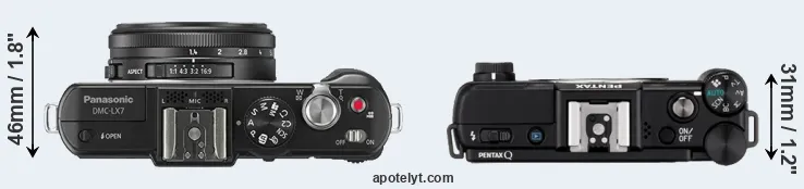 Compare LX7 versus Pentax Q top