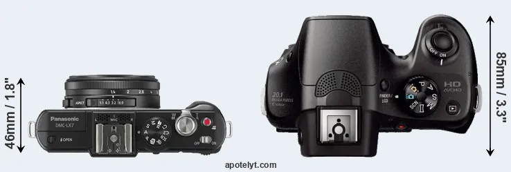 Compare LX7 versus A3000 top