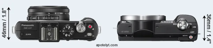 Compare LX7 versus A5000 top