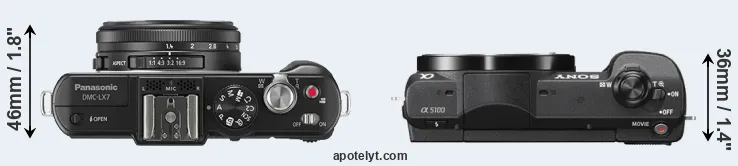 Compare LX7 versus A5100 top