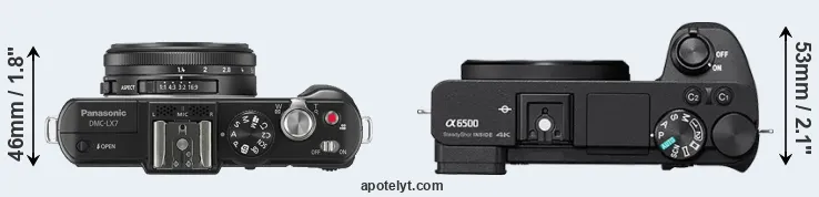 Compare LX7 versus A6500 top