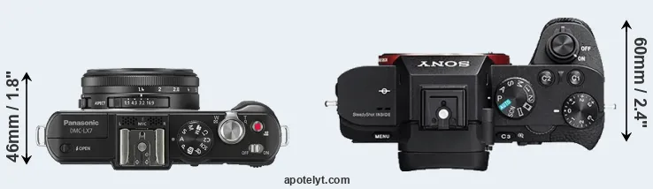 Compare LX7 versus A7R II top