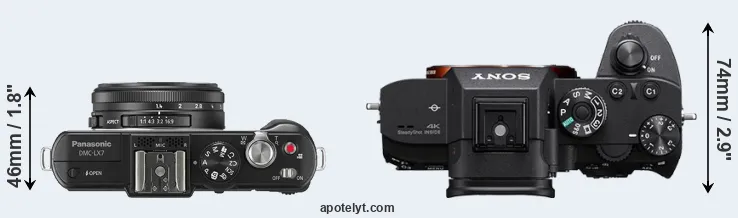 Compare LX7 versus A7R III top