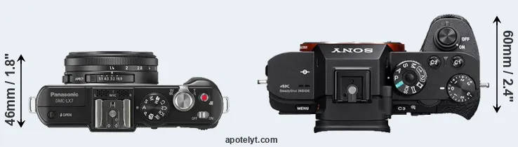 Compare LX7 versus A7S II top
