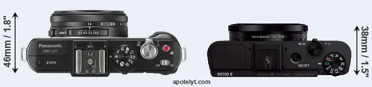 Compare LX7 versus RX100 II top