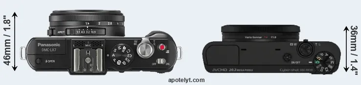 Compare LX7 versus RX100 top