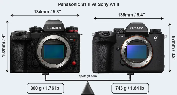 Size Panasonic S1 II vs Sony A1 II