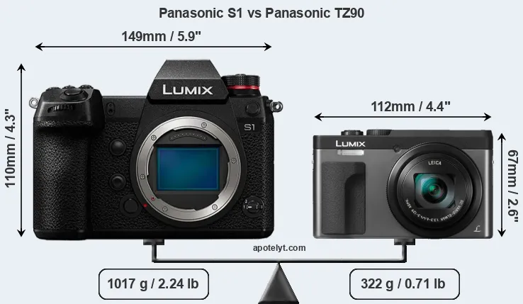 Size Panasonic S1 vs Panasonic TZ90