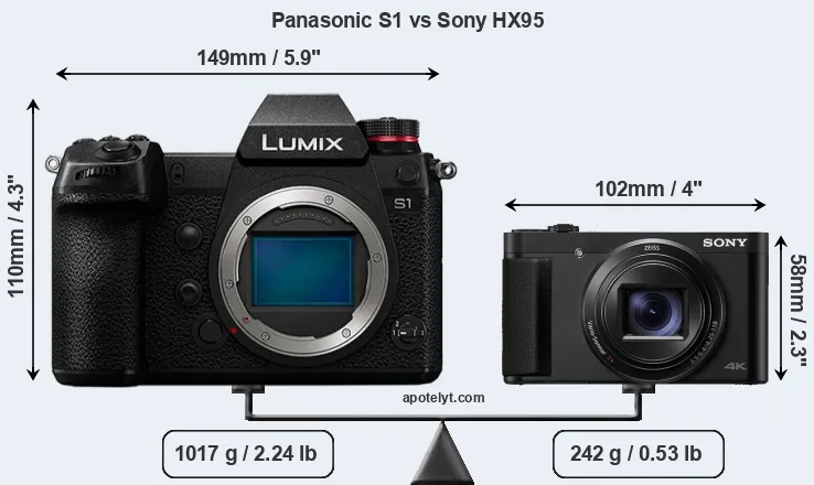 Size Panasonic S1 vs Sony HX95