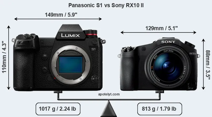 Size Panasonic S1 vs Sony RX10 II