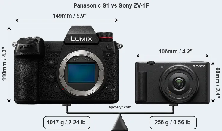 Size Panasonic S1 vs Sony ZV-1F