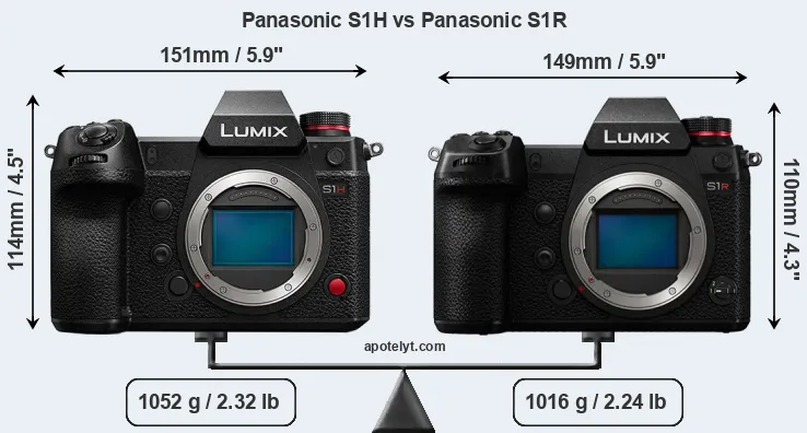 Size Panasonic S1H vs Panasonic S1R