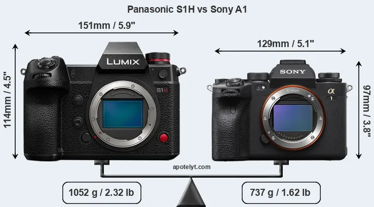 Size Panasonic S1H vs Sony A1