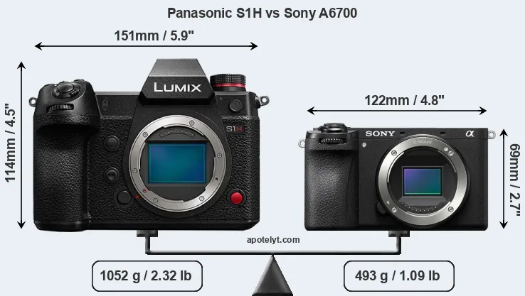 Size Panasonic S1H vs Sony A6700