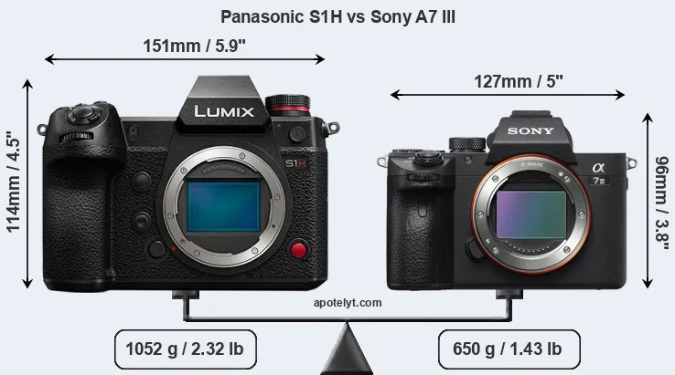 Size Panasonic S1H vs Sony A7 III