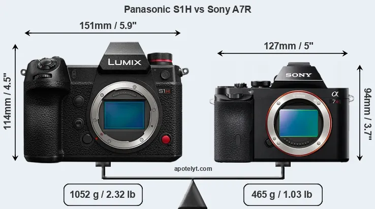 Size Panasonic S1H vs Sony A7R