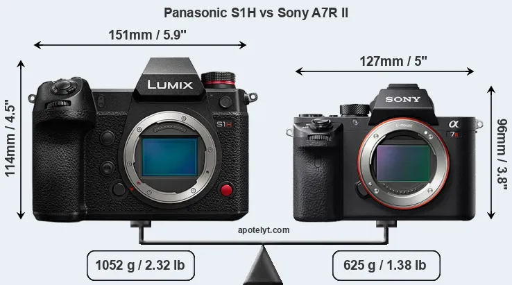 Size Panasonic S1H vs Sony A7R II