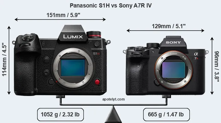 Size Panasonic S1H vs Sony A7R IV