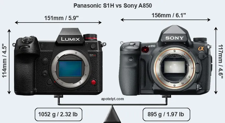 Size Panasonic S1H vs Sony A850