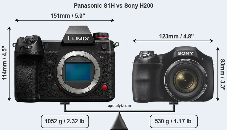 Size Panasonic S1H vs Sony H200