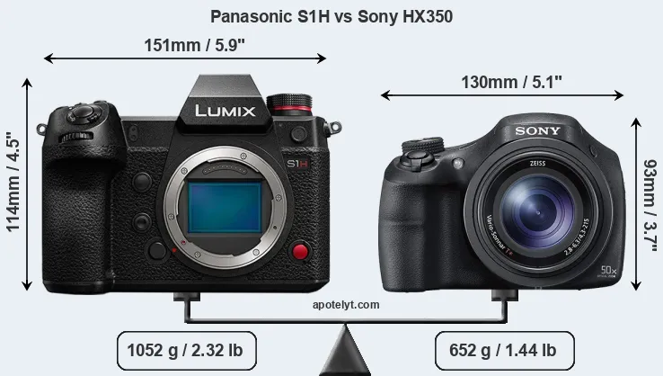 Size Panasonic S1H vs Sony HX350