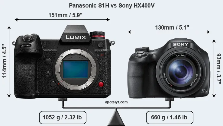 Size Panasonic S1H vs Sony HX400V