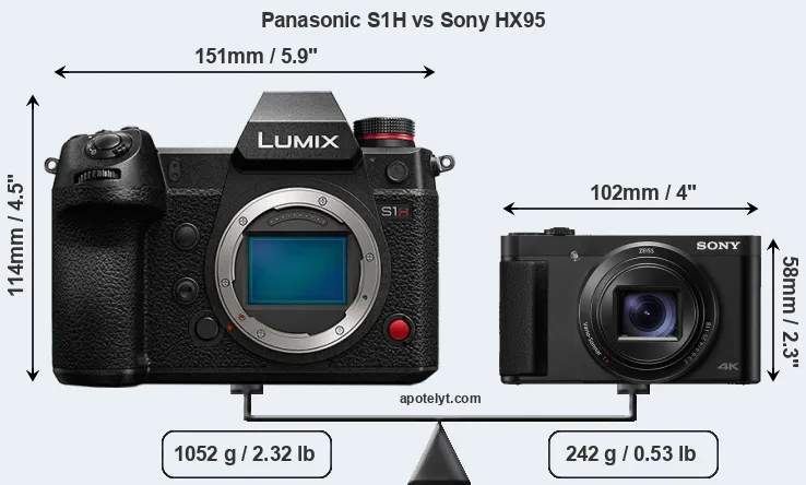 Size Panasonic S1H vs Sony HX95