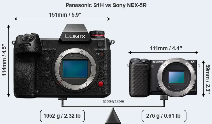 Size Panasonic S1H vs Sony NEX-5R