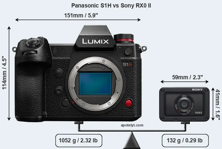 Size Panasonic S1H vs Sony RX0 II