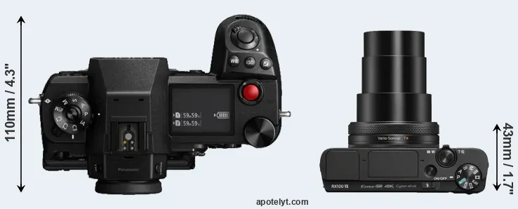 Compare S1H versus RX100 VII top