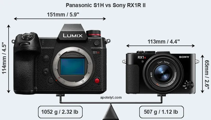 Size Panasonic S1H vs Sony RX1R II
