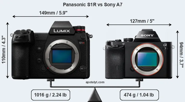 Size Panasonic S1R vs Sony A7