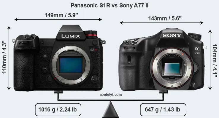 Size Panasonic S1R vs Sony A77 II