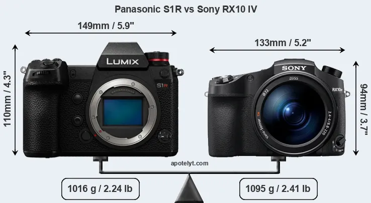 Size Panasonic S1R vs Sony RX10 IV