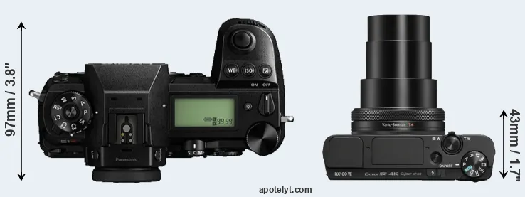 Compare S1R versus RX100 VII top