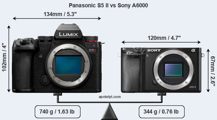 Size Panasonic S5 II vs Sony A6000