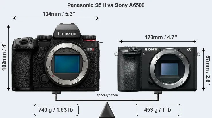 Size Panasonic S5 II vs Sony A6500