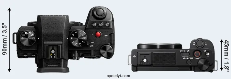 Compare S5 II versus ZV-E10 top