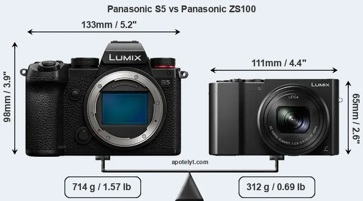 Size Panasonic S5 vs Panasonic ZS100