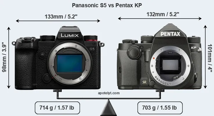 Size Panasonic S5 vs Pentax KP