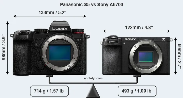 Size Panasonic S5 vs Sony A6700