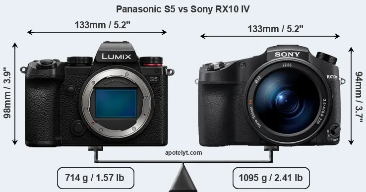Size Panasonic S5 vs Sony RX10 IV