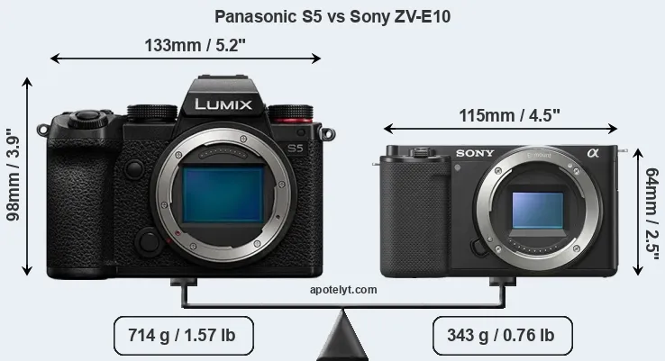 Size Panasonic S5 vs Sony ZV-E10