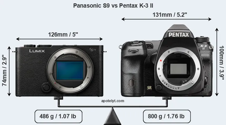 Size Panasonic S9 vs Pentax K-3 II