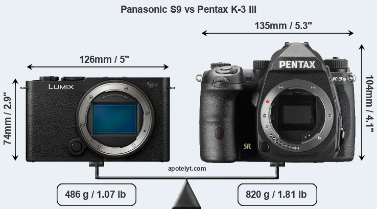 Size Panasonic S9 vs Pentax K-3 III