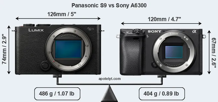 Size Panasonic S9 vs Sony A6300